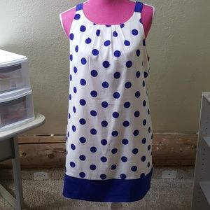 Blue White Polka Dot Halter Dress